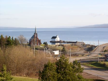 View of the church sitting at the dock beside the St. Columba church